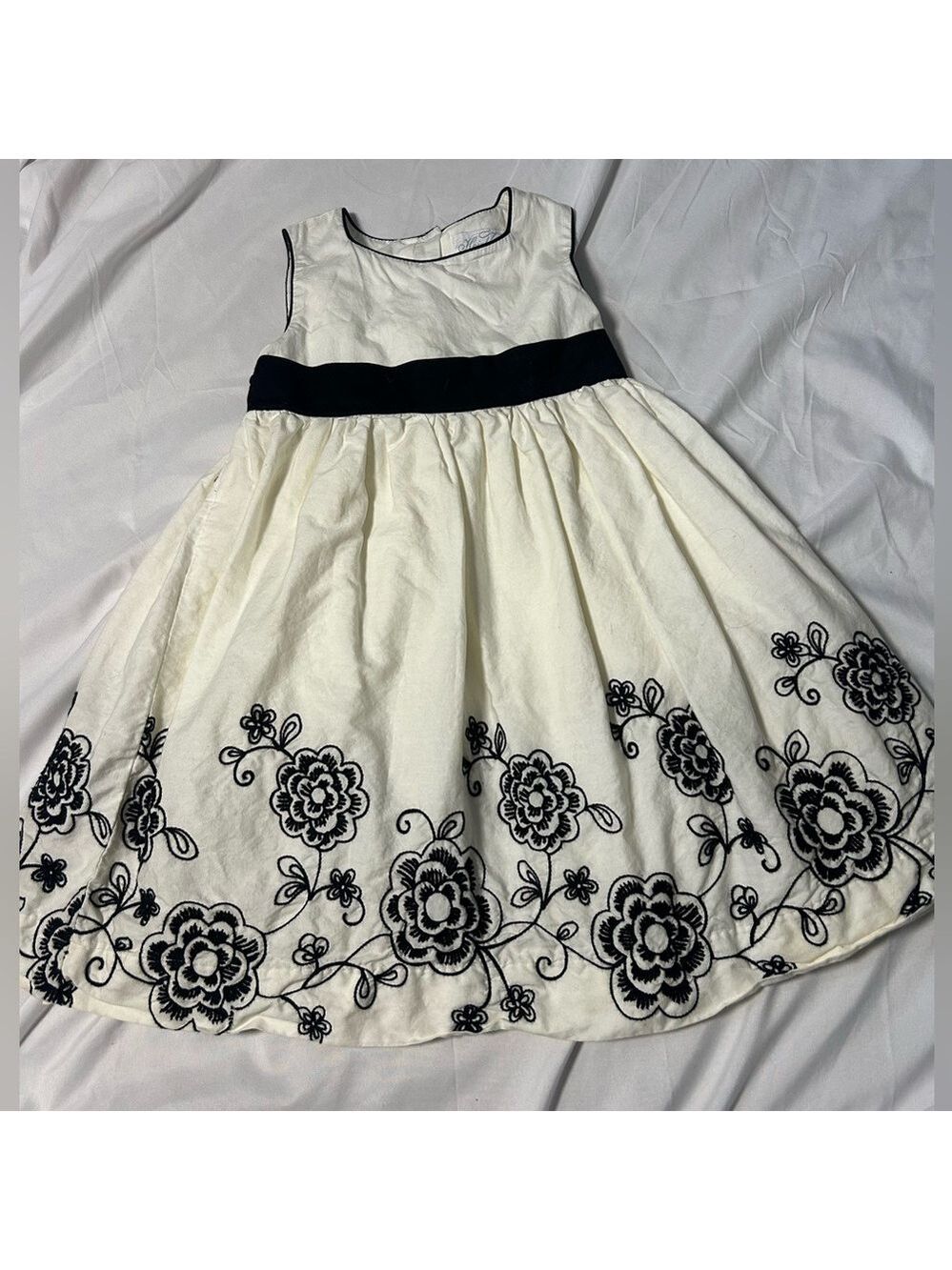 Heirlooms By Polly Flinders Toddler Black White Dress Vtg 4T